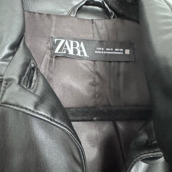 Zara leather shirt with belt tie size small - Picture 4 of 4